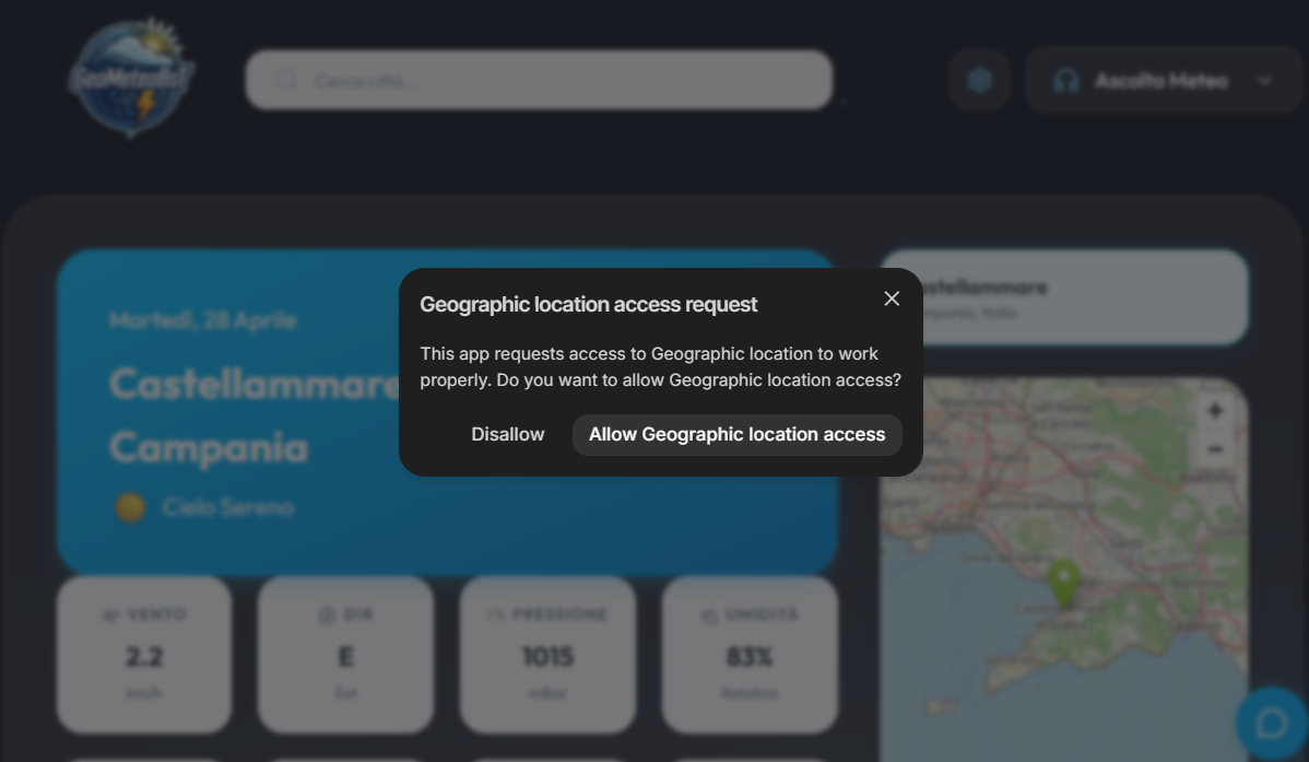 Guida Step 2 - Allow Geographic location access
